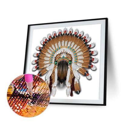 Native American War Hat - Special Shaped Drill Diamond Painting 30*30CM