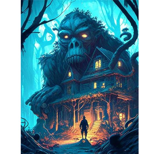 Animal Haunted House - Monkey - Full Square Drill Diamond Painting 30*40CM