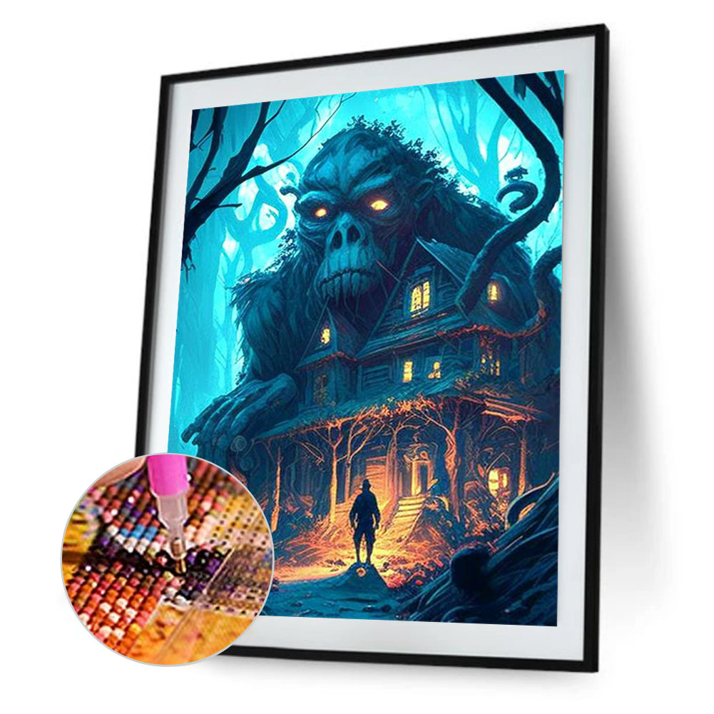 Animal Haunted House - Monkey - Full Square Drill Diamond Painting 30*40CM