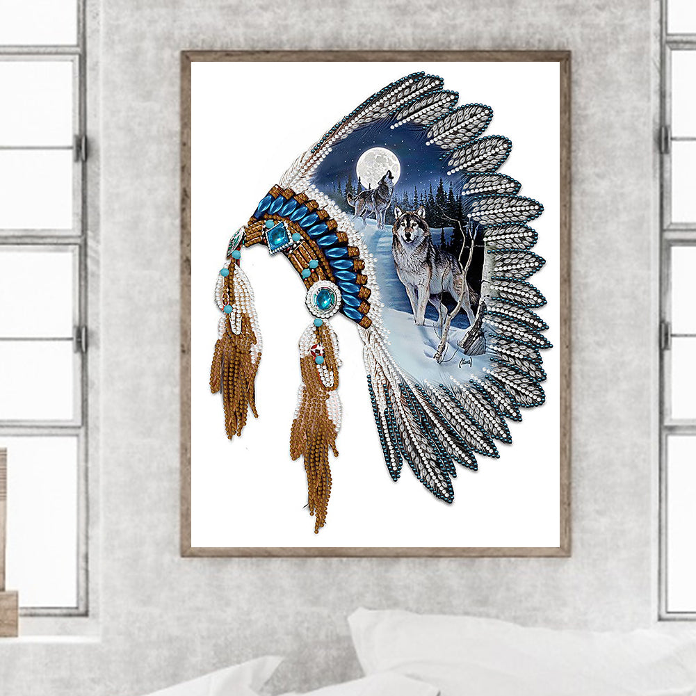Indian Style Headgear - Special Shaped Drill Diamond Painting 30*40CM