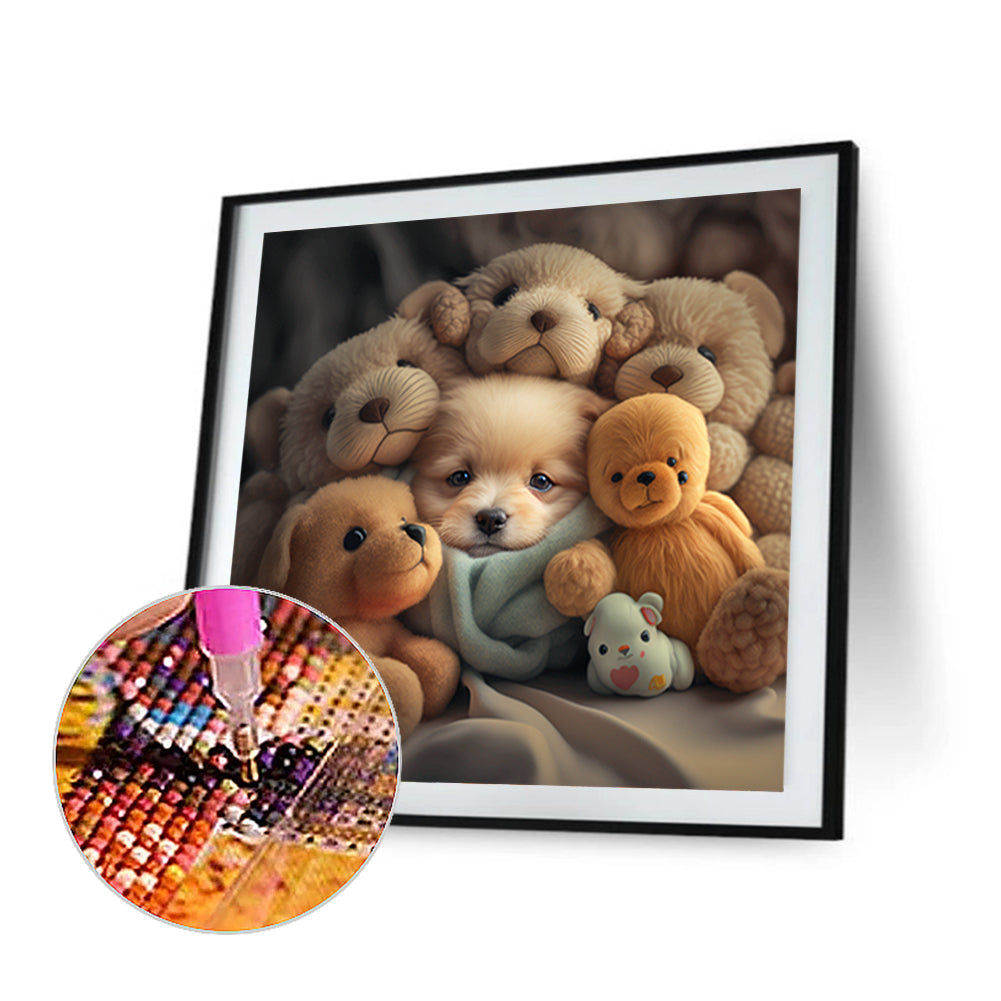 Puppies And Dolls-O630*30cm(canvas) full-round drill diamond painting