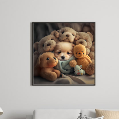 Puppies And Dolls-O630*30cm(canvas) full-round drill diamond painting