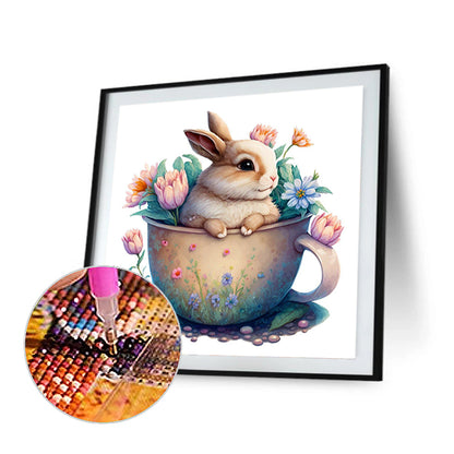 Bunny With Flowers-O630*30cm(canvas) full-round drill diamond painting