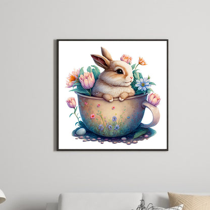 Bunny With Flowers-O630*30cm(canvas) full-round drill diamond painting