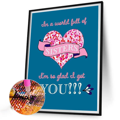Sister Love Calligraphy And Painting 30*40Ccm(canvas) full round drill diamond painting
