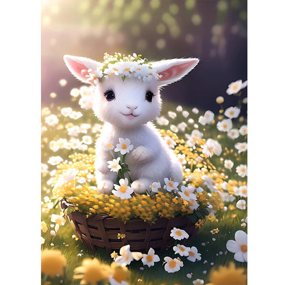 Lamb In Flower Basket 30*40Ccm(canvas) full round drill diamond painting