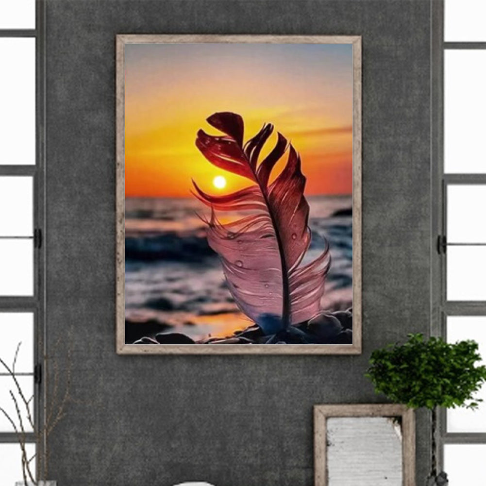 Sunset And Feathers-O630*40cm(canvas) full-round drill diamond painting