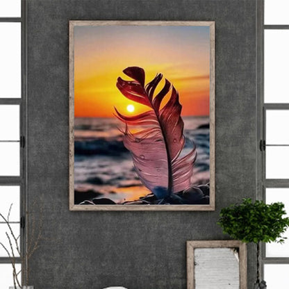 Sunset And Feathers-O630*40cm(canvas) full-round drill diamond painting