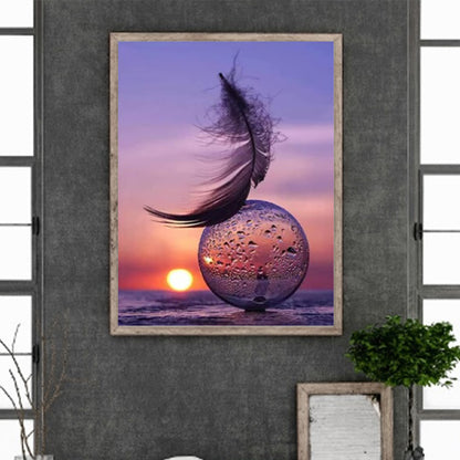 Water Polo And Feather-O630*40cm(canvas) full-round drill diamond painting