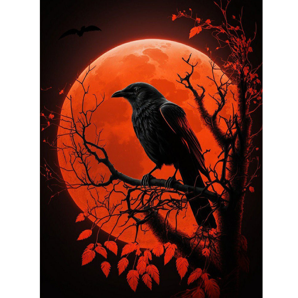 A Resident Crow During A Blood Moon 30*40Ccm(canvas) full round drill diamond painting