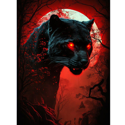 Black Panther Lurking In The Forest 30*40Ccm(canvas) full round drill diamond painting