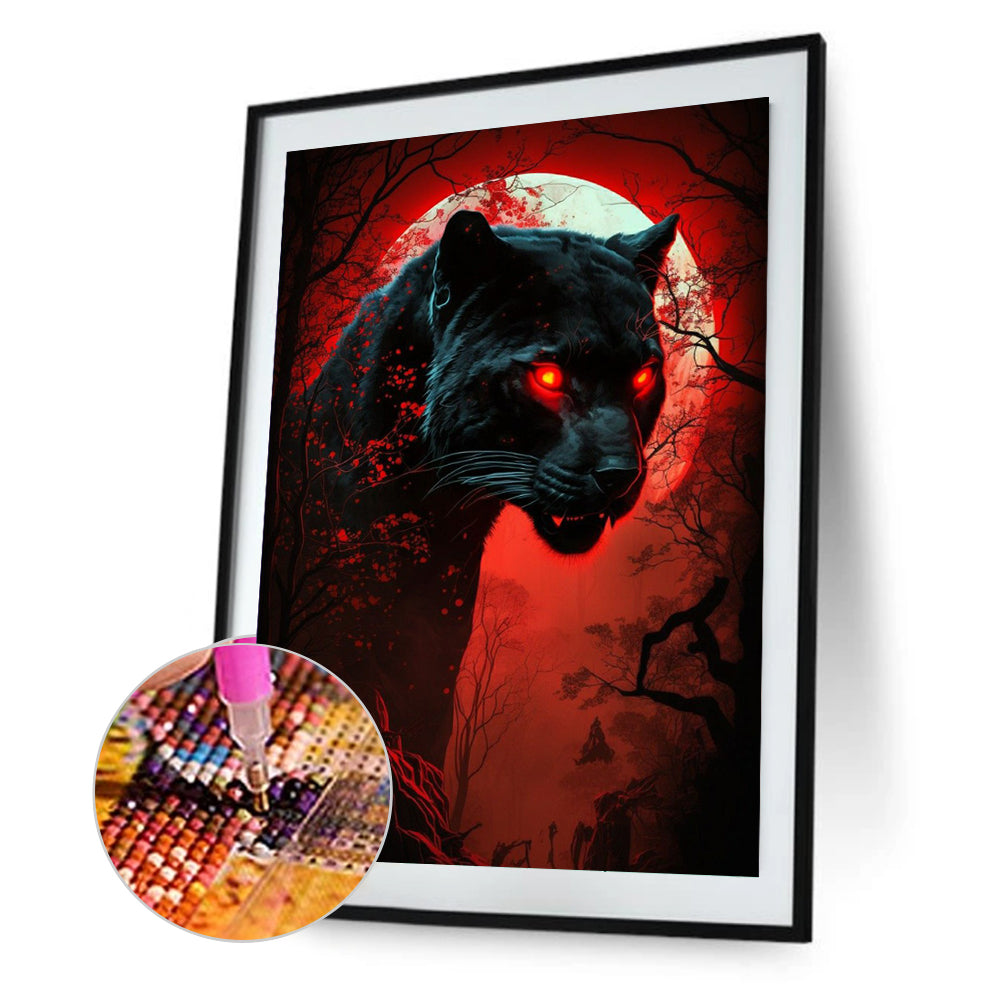 Black Panther Lurking In The Forest 30*40Ccm(canvas) full round drill diamond painting