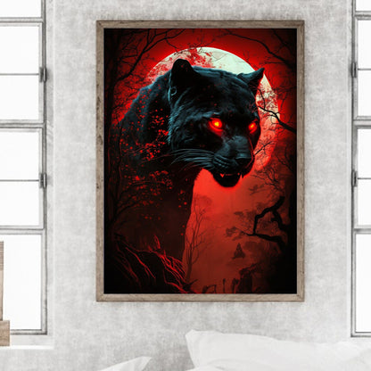 Black Panther Lurking In The Forest 30*40Ccm(canvas) full round drill diamond painting