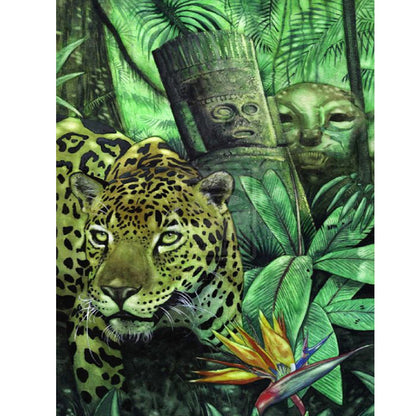 Cheetah In The Forest Ruins 30*40Ccm(canvas) full round drill diamond painting