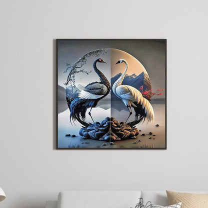 Crane Yin And Yang Diagram - Full Round Drill Diamond Painting 30*30CM