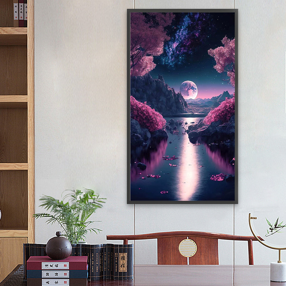 The Night Guided By The Sea Of Flowers 40*70Ccm(canvas) full round drill diamond painting