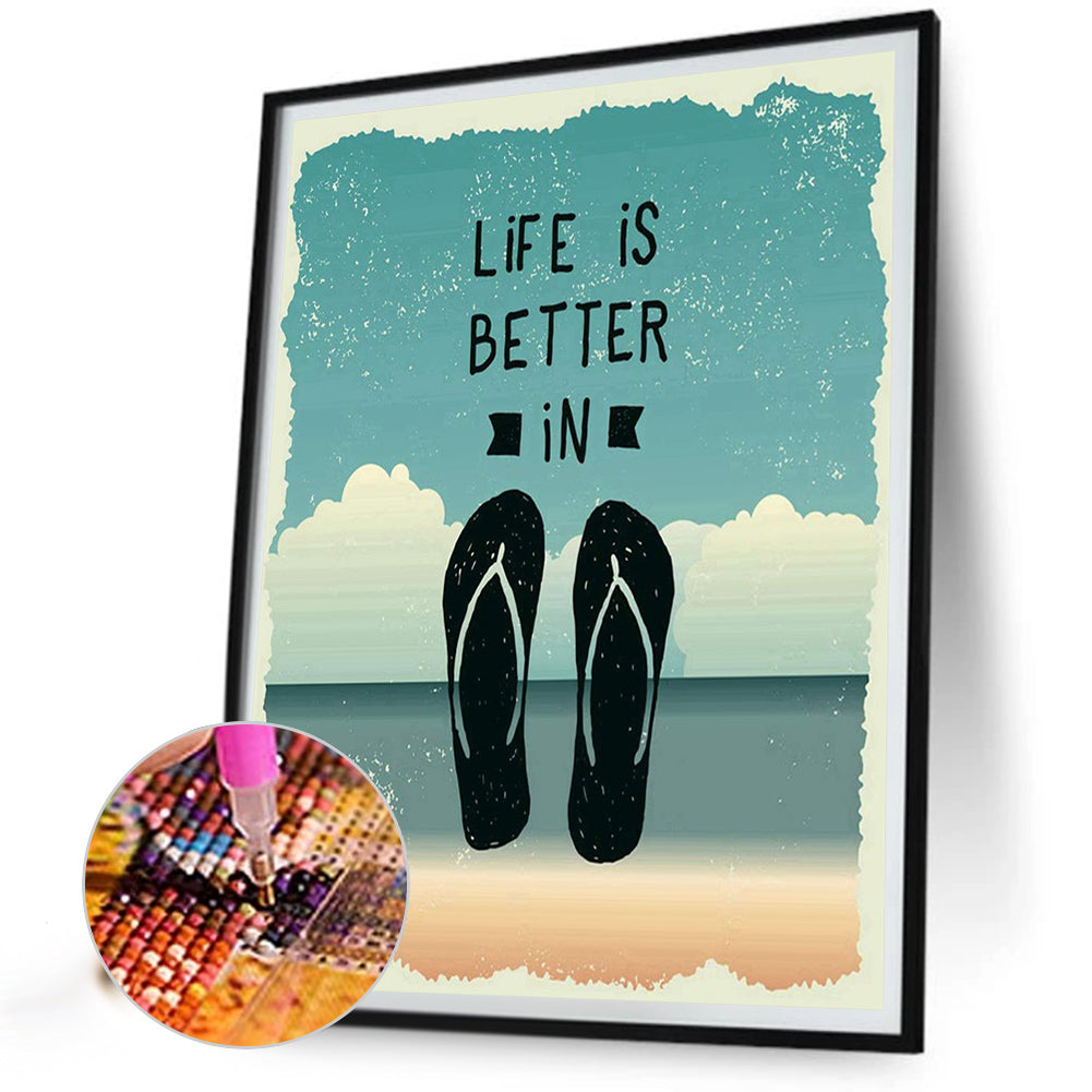 Beach Slippers - Full Round Drill Diamond Painting 30*40CM