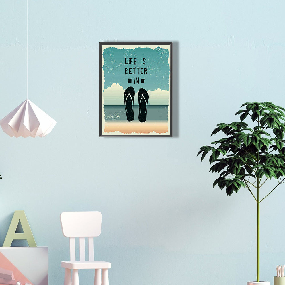 Beach Slippers - Full Round Drill Diamond Painting 30*40CM
