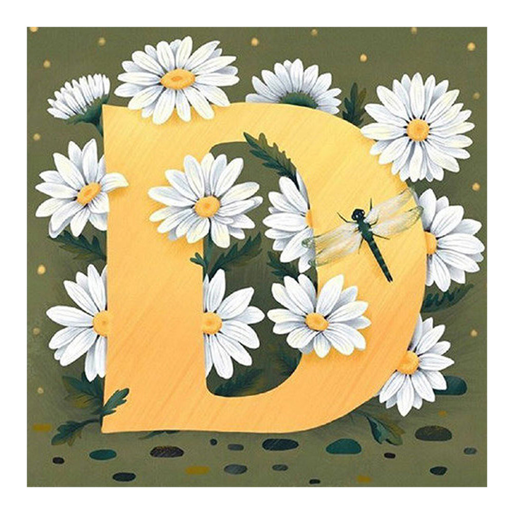 Daisy Letter D - Full Square Drill Diamond Painting 30*30CM