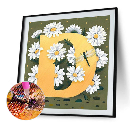 Daisy Letter D - Full Square Drill Diamond Painting 30*30CM