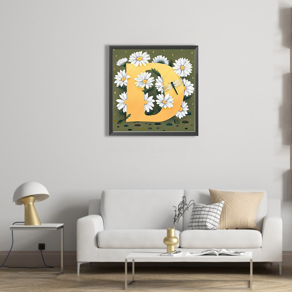 Daisy Letter D - Full Square Drill Diamond Painting 30*30CM