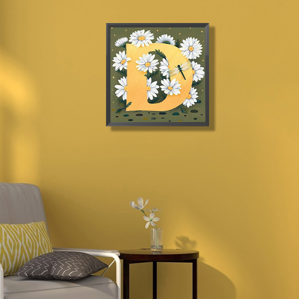 Daisy Letter D - Full Square Drill Diamond Painting 30*30CM