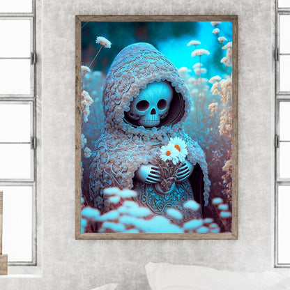 Little Skull Protecting Flowers - Full Round Drill Diamond Painting 30*40CM