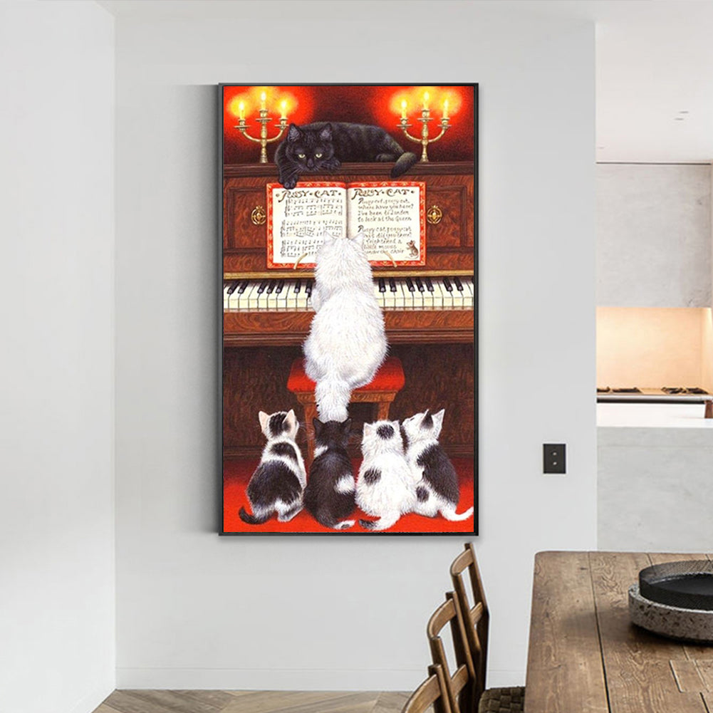 The Pianist And His Loyal Audience - Full Round Drill Diamond Painting 40*70CM