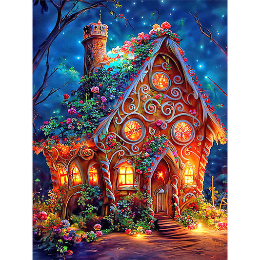 Luminous Flower House - Full Round Drill Diamond Painting 30*40CM
