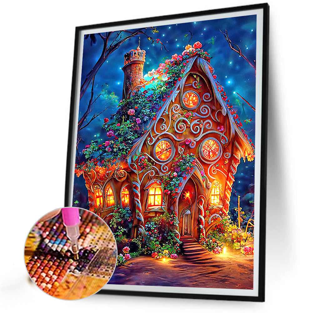 Luminous Flower House - Full Round Drill Diamond Painting 30*40CM