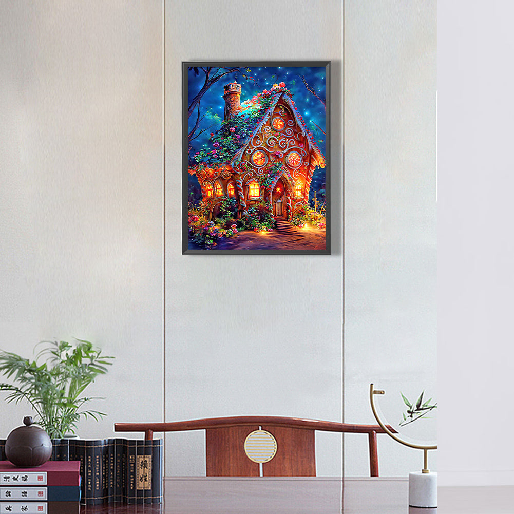 Luminous Flower House - Full Round Drill Diamond Painting 30*40CM