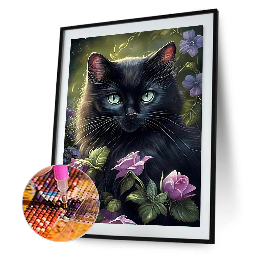 Flower Cat - Full Round Drill Diamond Painting 30*40CM