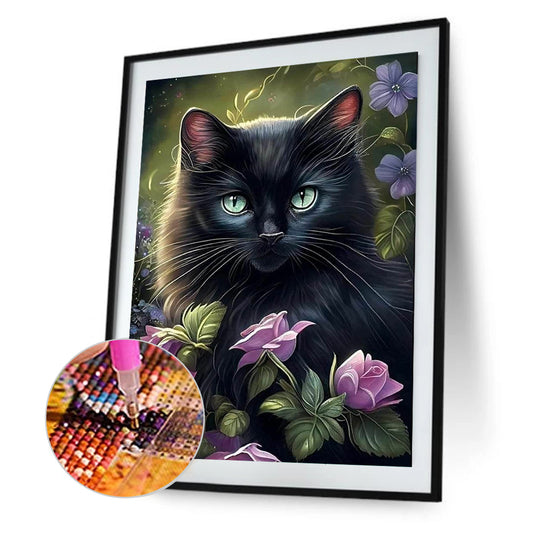 Flower Cat - Full Round Drill Diamond Painting 30*40CM