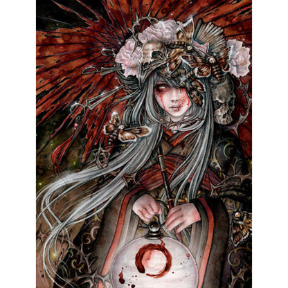 Dark Gothic Girl - Full Round Drill Diamond Painting 30*40CM