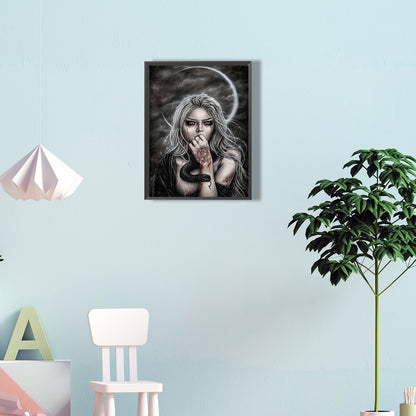 Dark Gothic Girl - Full Round Drill Diamond Painting 30*40CM