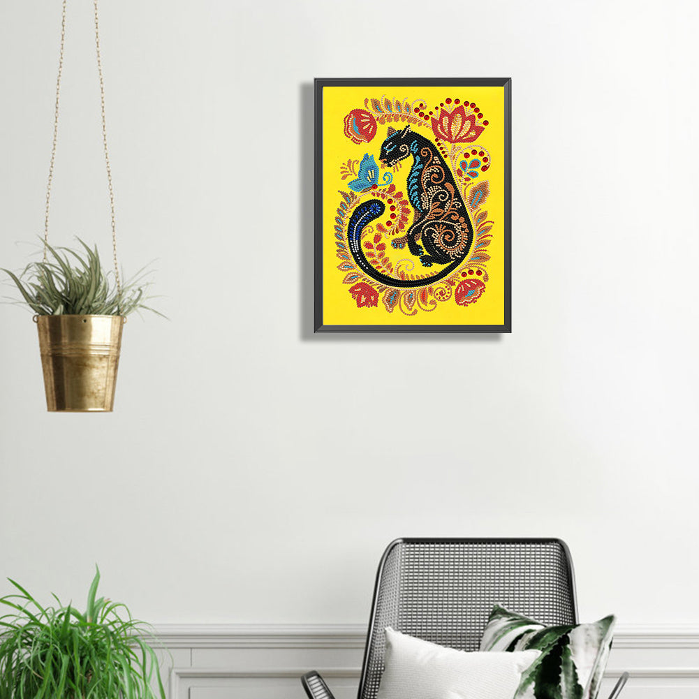 Elegant Panther - Special Shaped Drill Diamond Painting 30*40CM