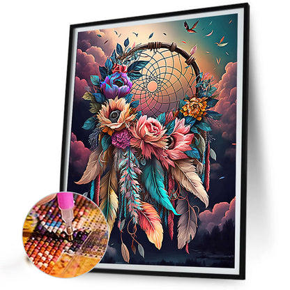 Dream Catcher With Flowers - Full Round Drill Diamond Painting 30*40CM