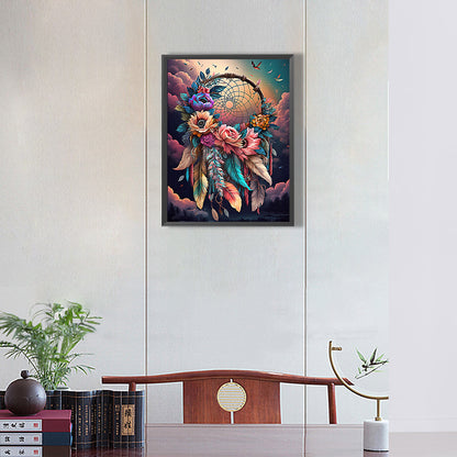 Dream Catcher With Flowers - Full Round Drill Diamond Painting 30*40CM