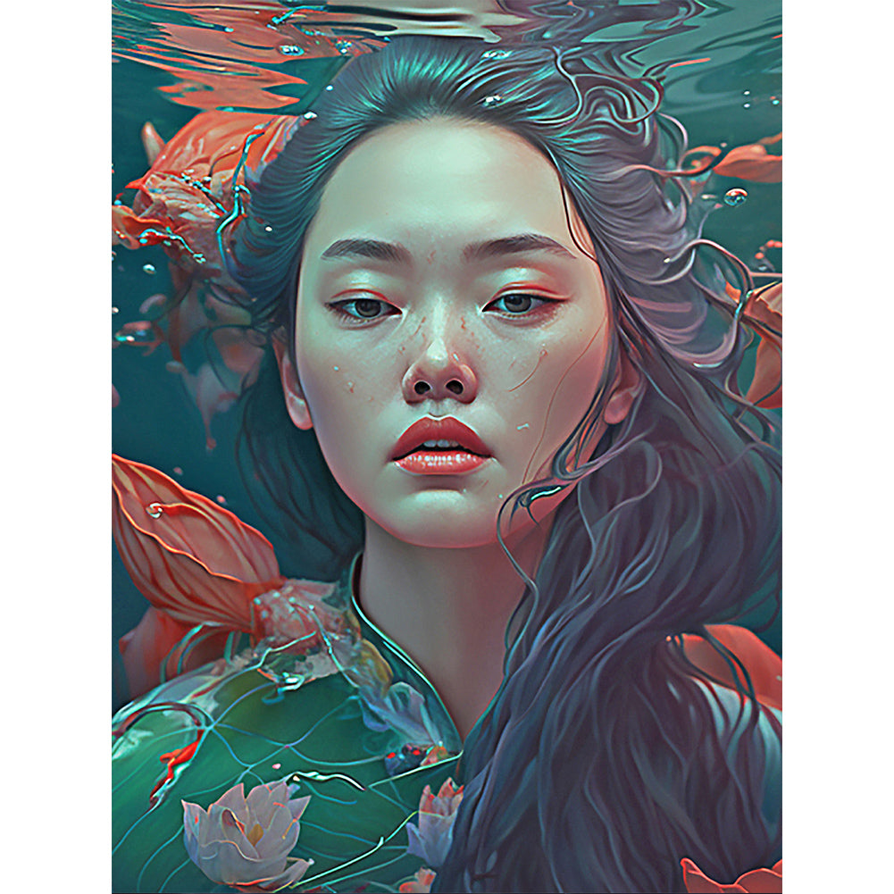 Woman And Flower - Full Round Drill Diamond Painting 30*40CM