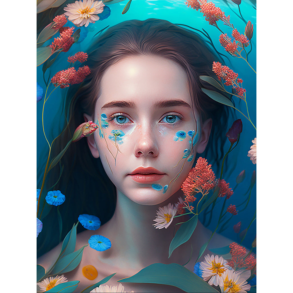 Woman And Flower - Full Round Drill Diamond Painting 30*40CM