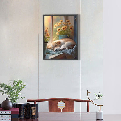 Puppy Taking A Nap 30*40Ccm(canvas) full round drill diamond painting