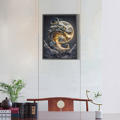 Dragon Awakened By The Full Moon 30*40Ccm(canvas) full round drill diamond painting