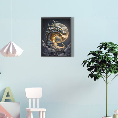 Dragon Awakened By The Full Moon 30*40Ccm(canvas) full round drill diamond painting