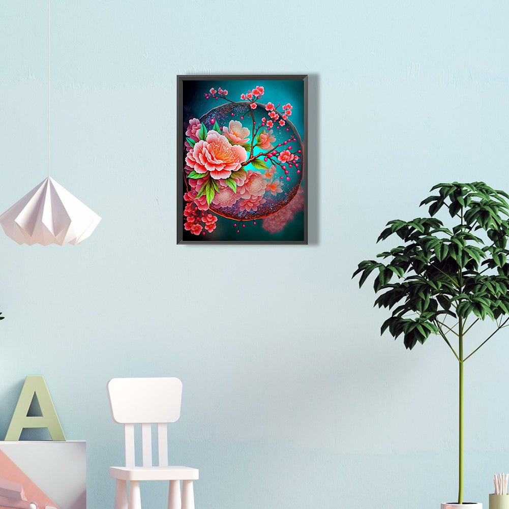 Beautiful Peach Blossom - Full Round Drill Diamond Painting 30*40CM