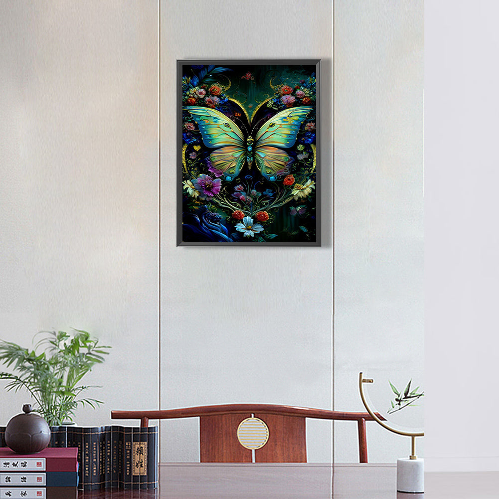 Flowers And Butterflies - Full Round Drill Diamond Painting 30*40CM
