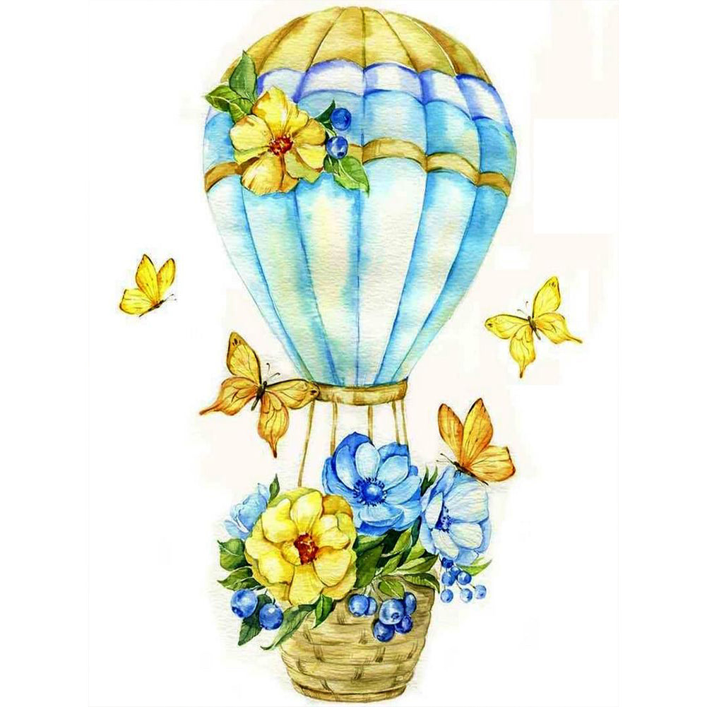Flowers And Hot Air Balloons - Full Round Drill Diamond Painting 30*40CM
