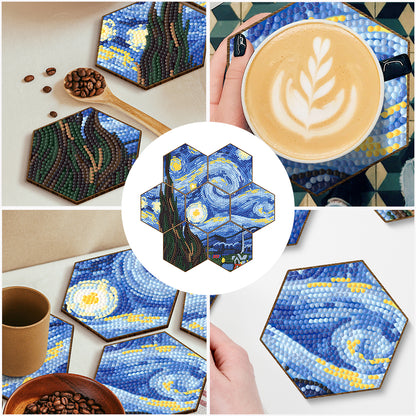 7pcs Crystal Drink Coasters Creative DIY Honeycomb Shape for Tabletop Protection