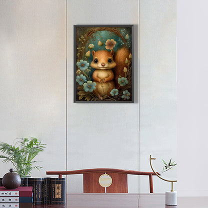 Little Squirrel In Flower - Full Round Drill Diamond Painting 30*40CM