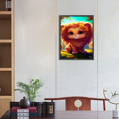 Cute Little Lion - Full Round Drill Diamond Painting 30*40CM