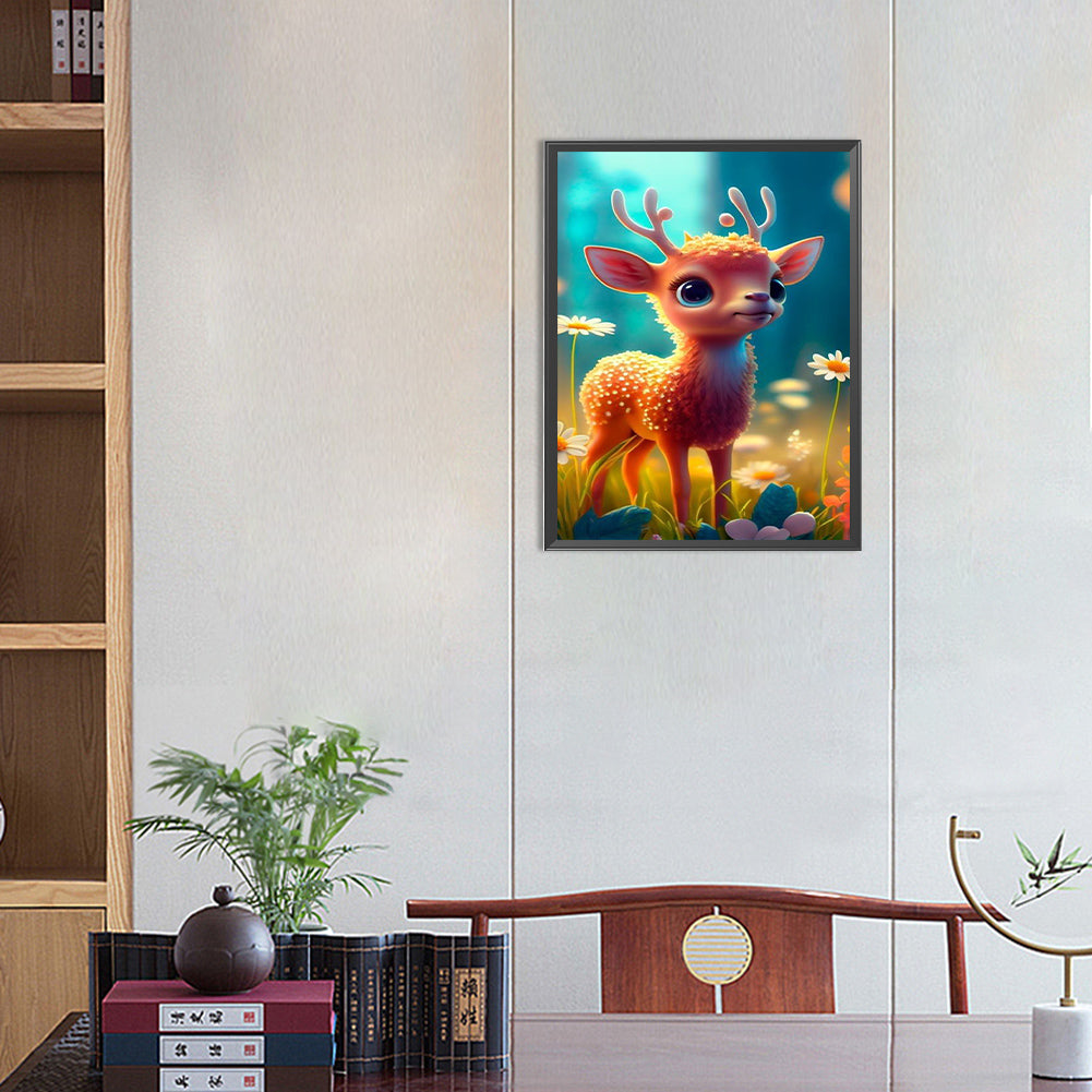 Big Eyed Elk - Full Round Drill Diamond Painting 30*40CM